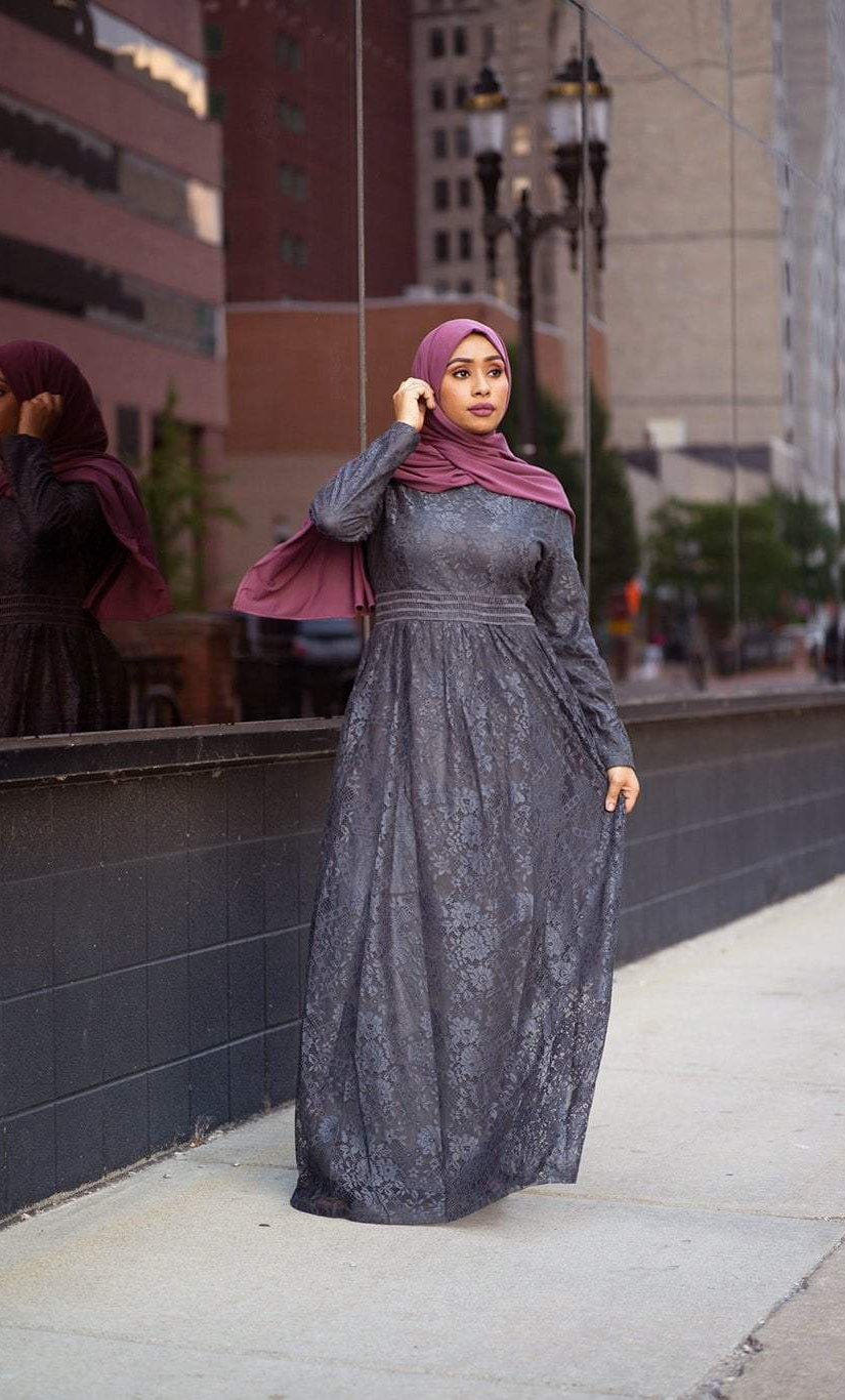 Gray Wanderlust Lace maxi dress Kabayare