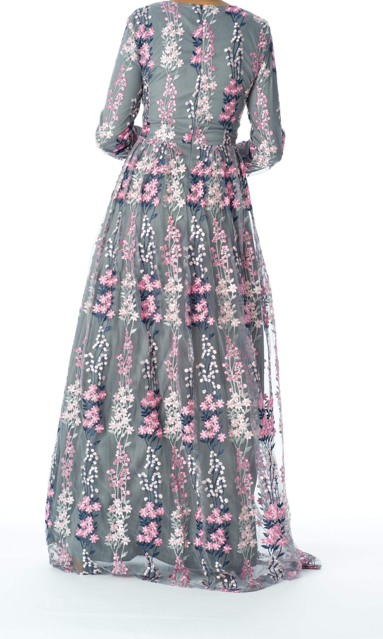 Gray WILDFLOWERS EMBROIDERED Gown Kabayare
