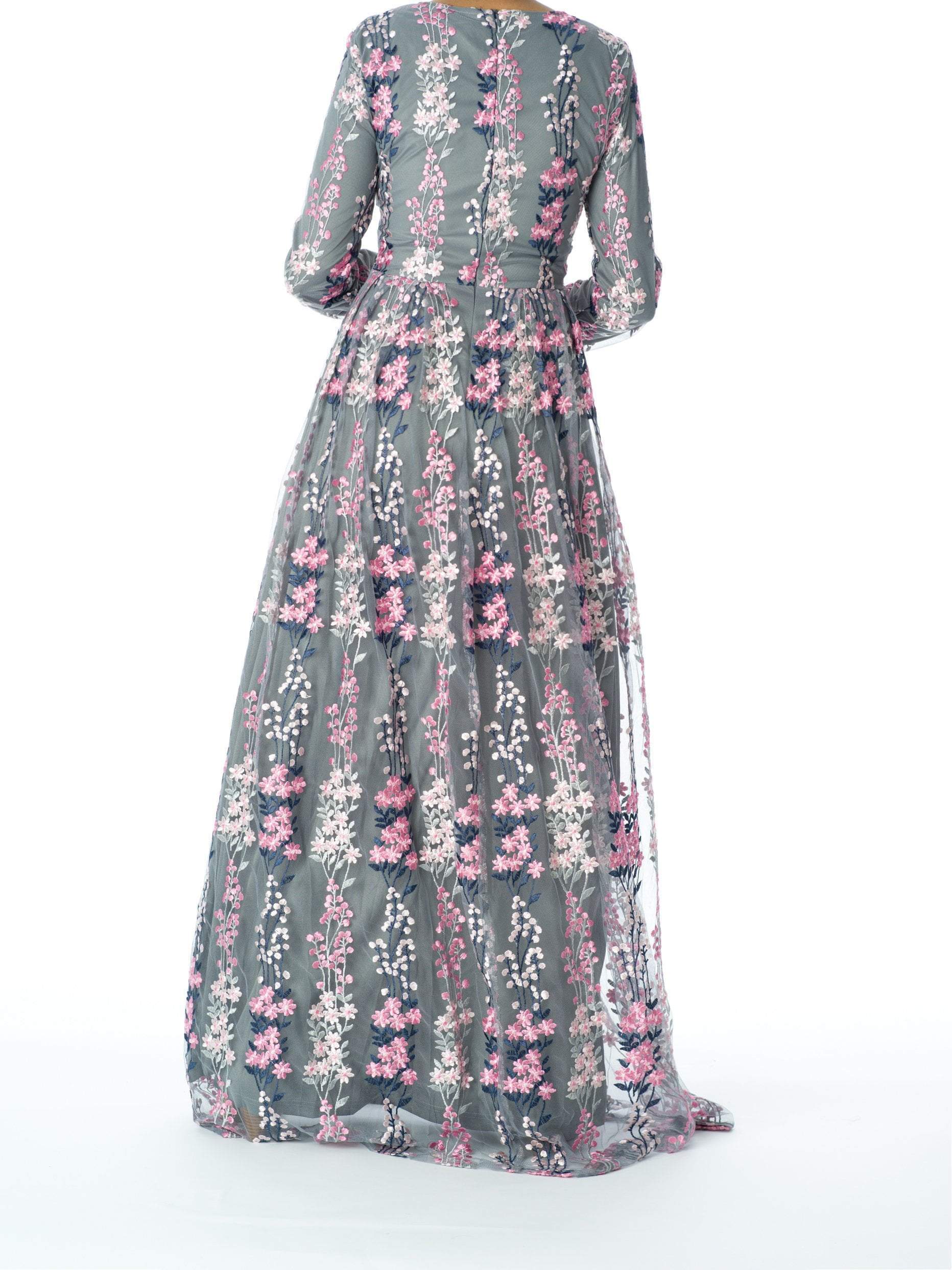 Gray WILDFLOWERS EMBROIDERED Gown Kabayare