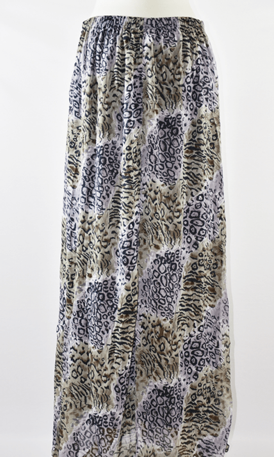 Grayish Leopard Chiffon Maxi Skirt Kabayare