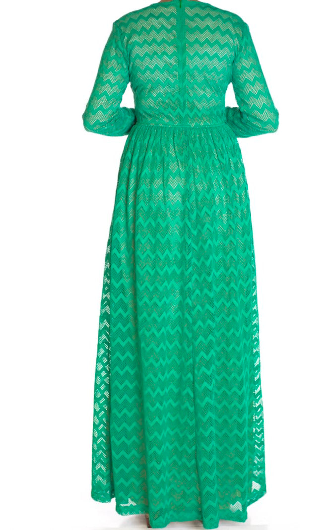 Green Chevron Lace dress Kabayare