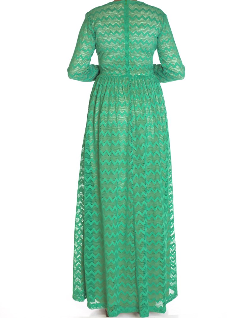Green Chevron Lace dress Kabayare