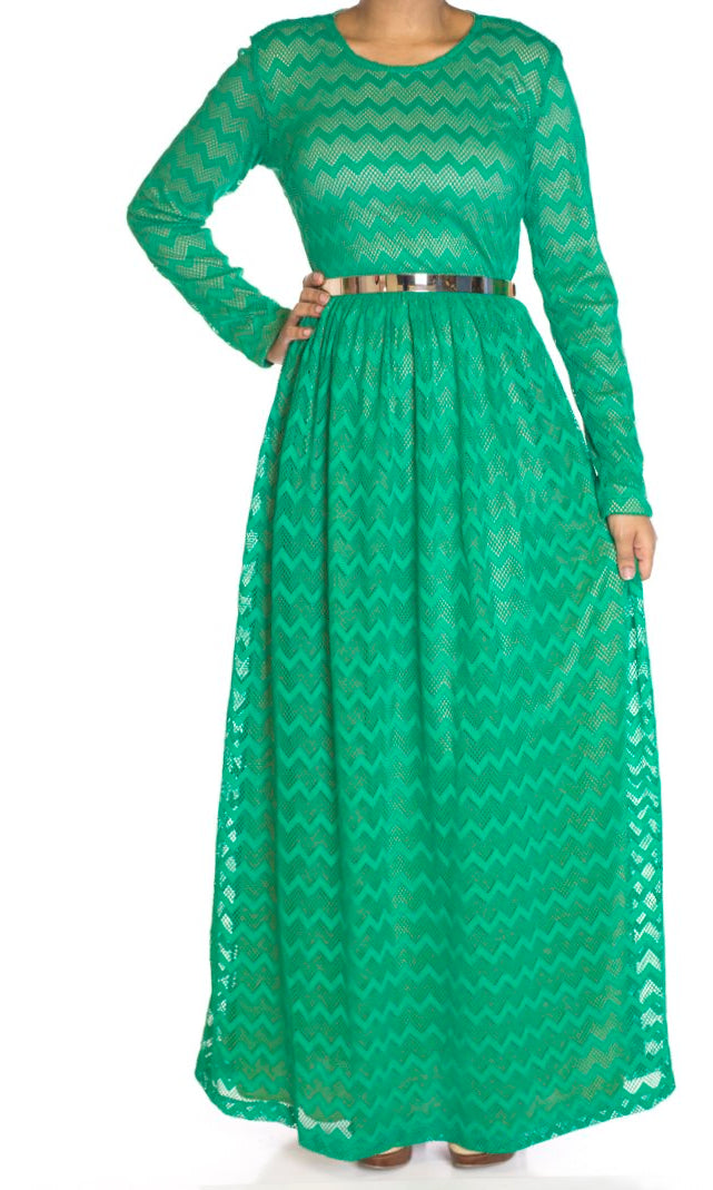 Green Chevron Lace dress Kabayare