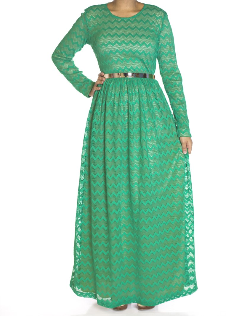 Green Chevron Lace dress Kabayare