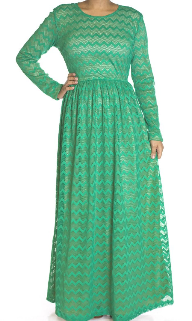 Green Chevron Lace dress Kabayare