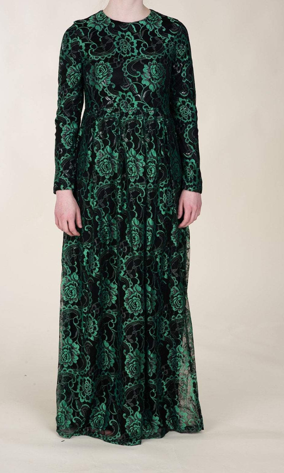 Green Floral Lace Dress Kabayare