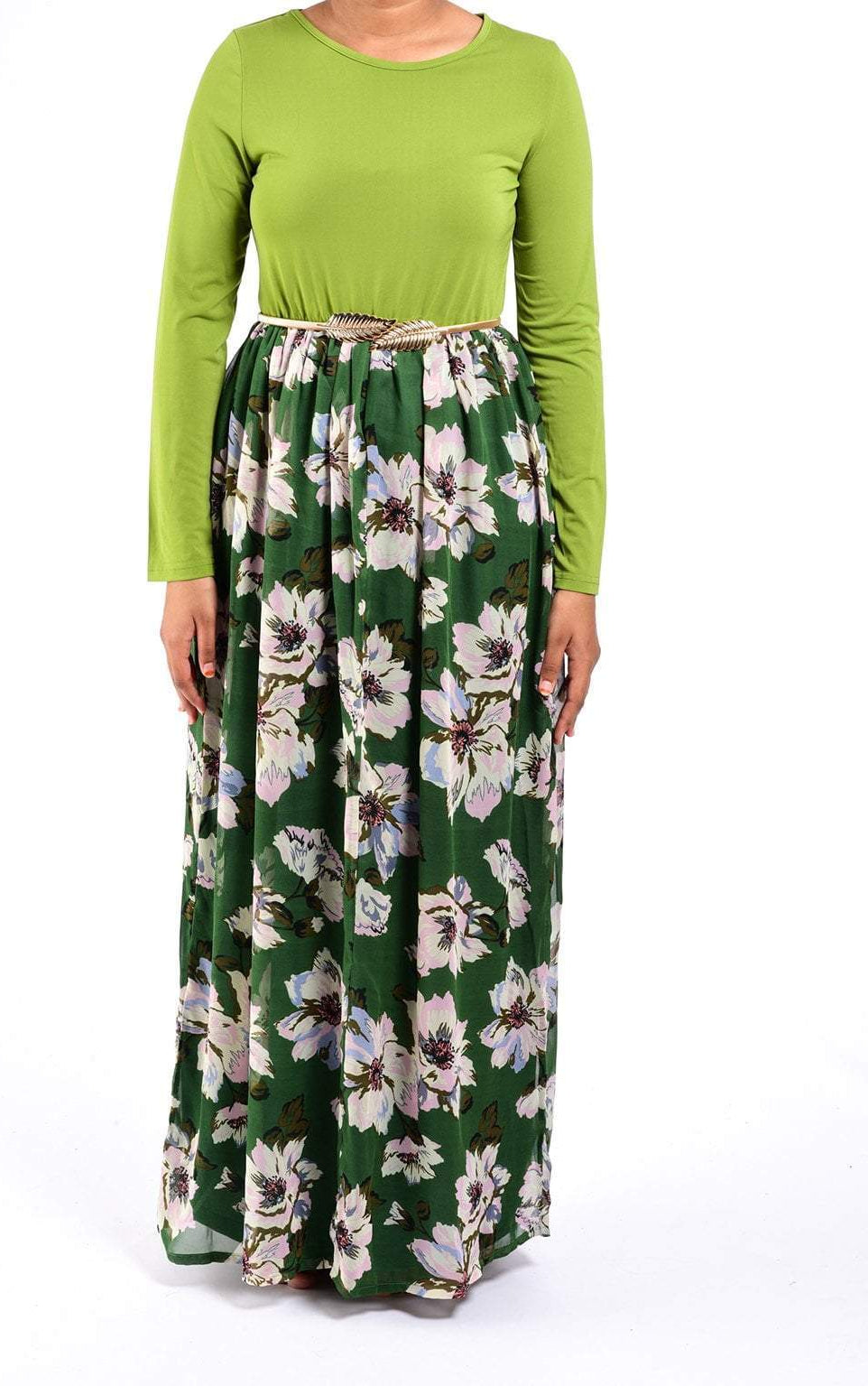 Green GARDENIA CHIFFON DRESS Kabayare
