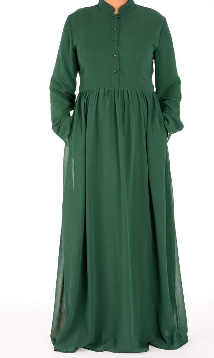 Green Noble Button Maxi Dress Kabayare