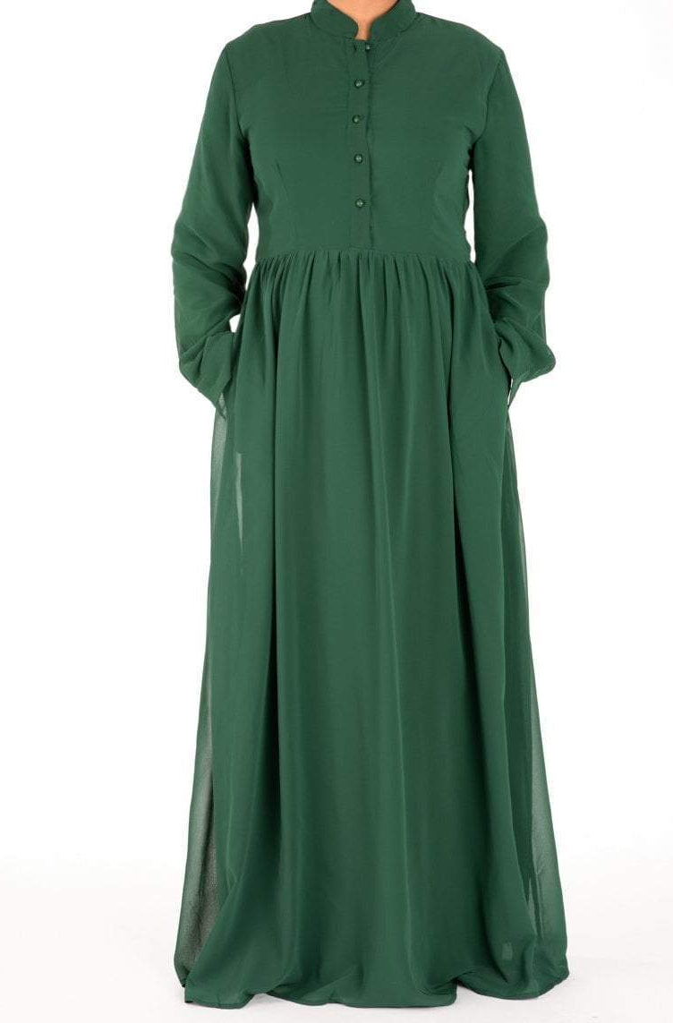 Green Noble Button Maxi Dress Kabayare