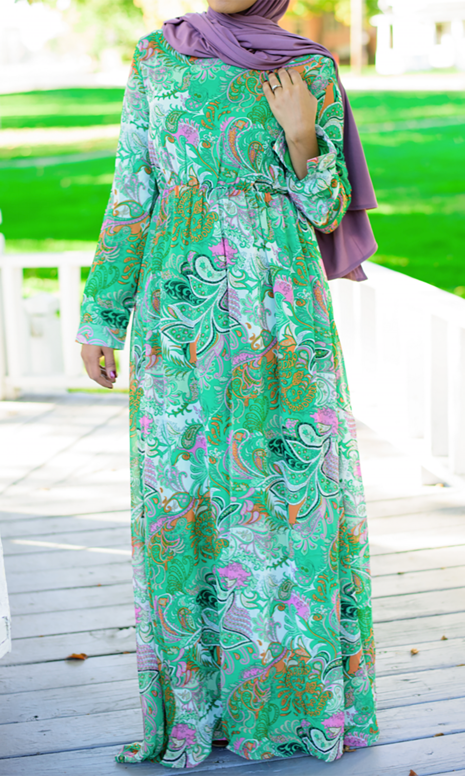 Green paisley Maxi dress Kabayare