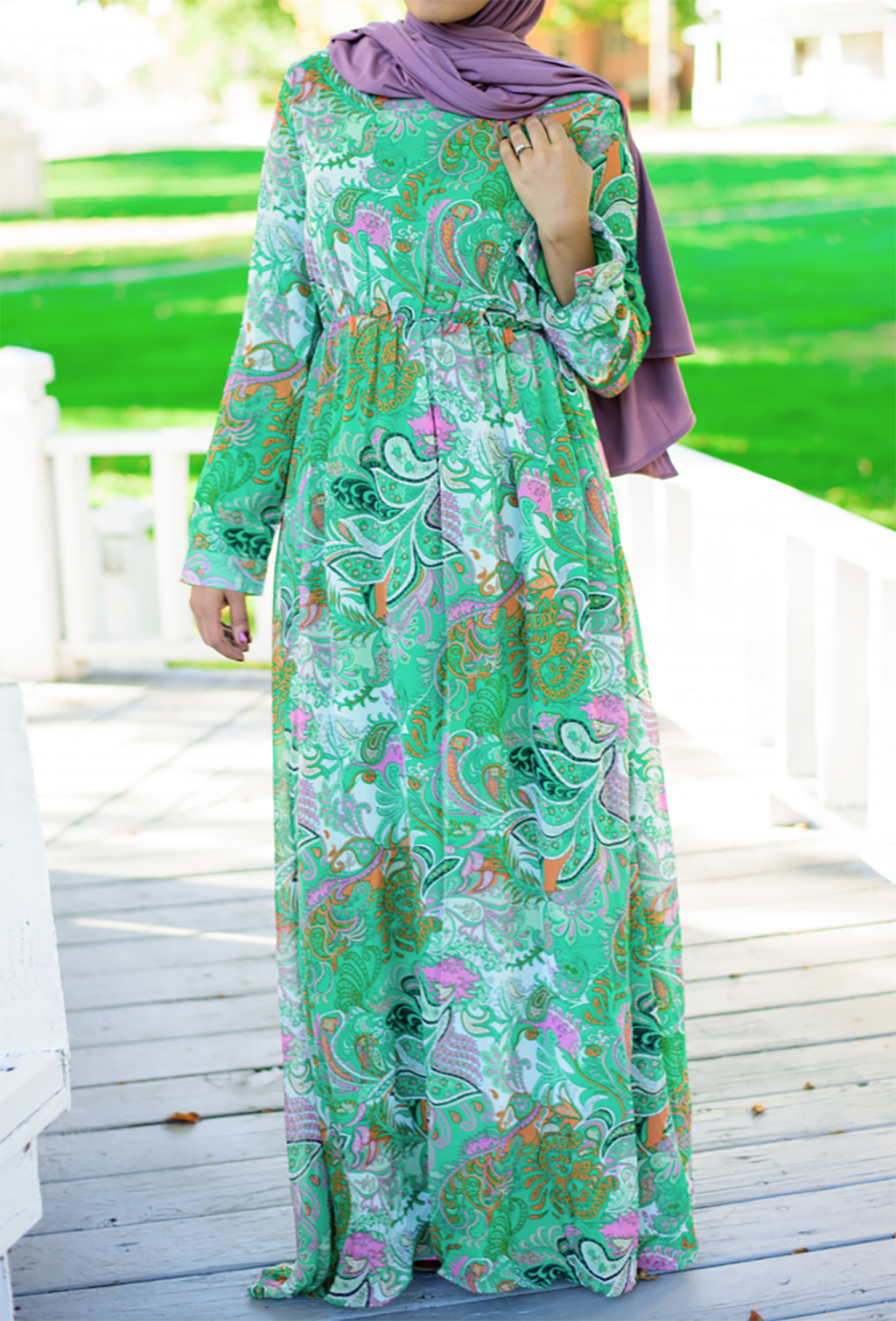 Green paisley Maxi dress Kabayare