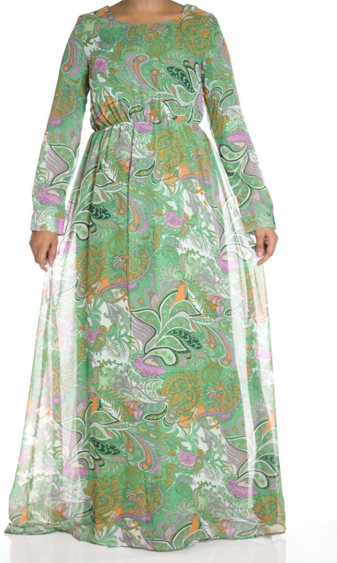Green paisley Maxi dress Kabayare
