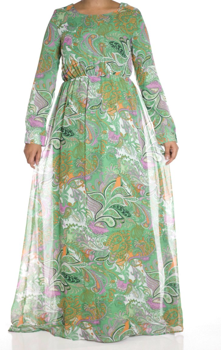 Green paisley Maxi dress Kabayare