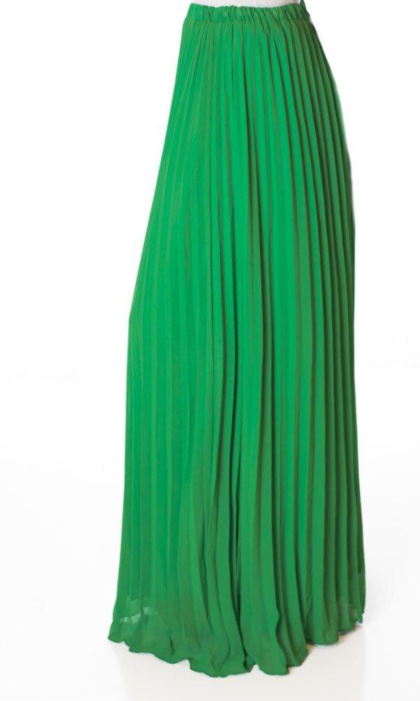 Green pleated Maxi Skirt Kabayare