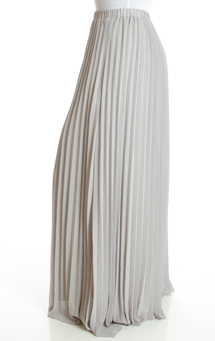 Grey pleated Maxi Skirt Kabayare