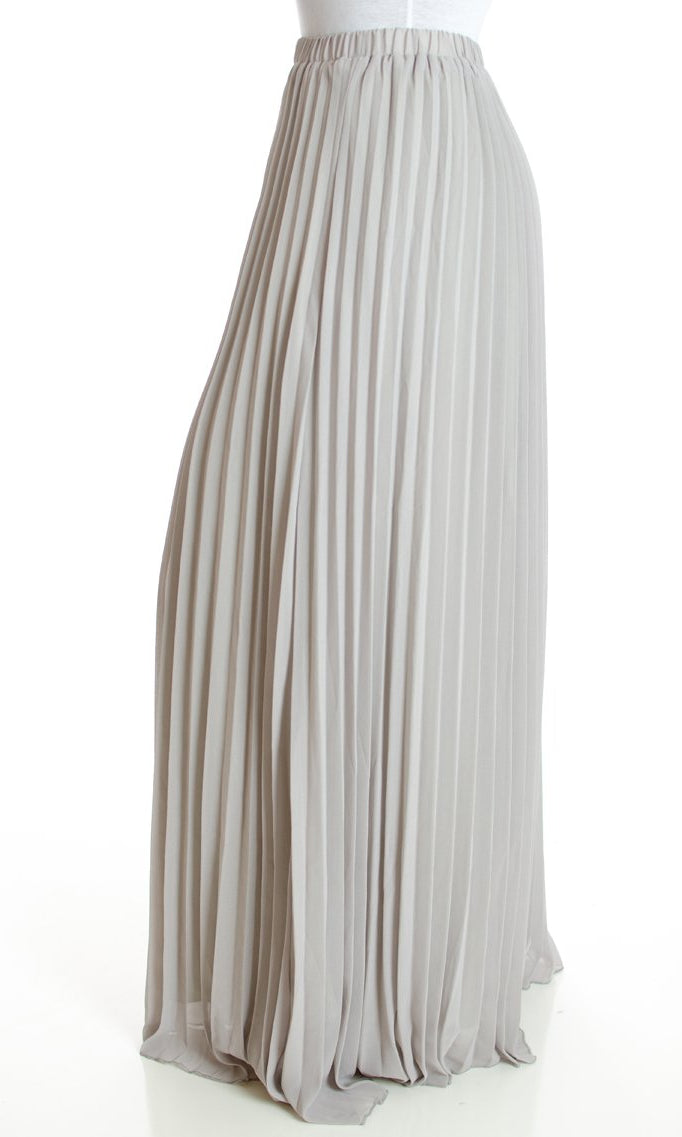 Grey pleated Maxi Skirt Kabayare