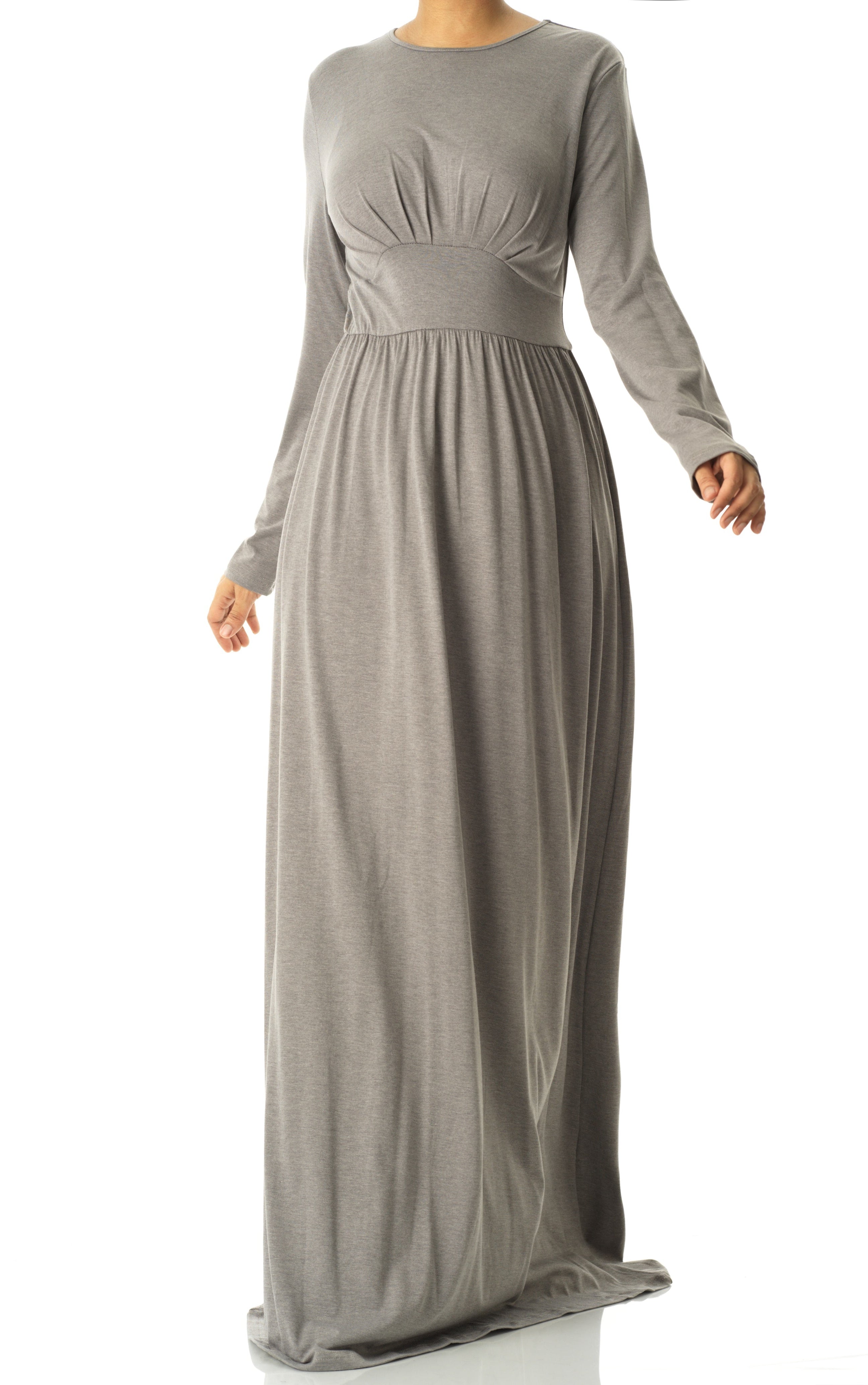 Heather Gray Solid Jersey maxi dress Kabayare