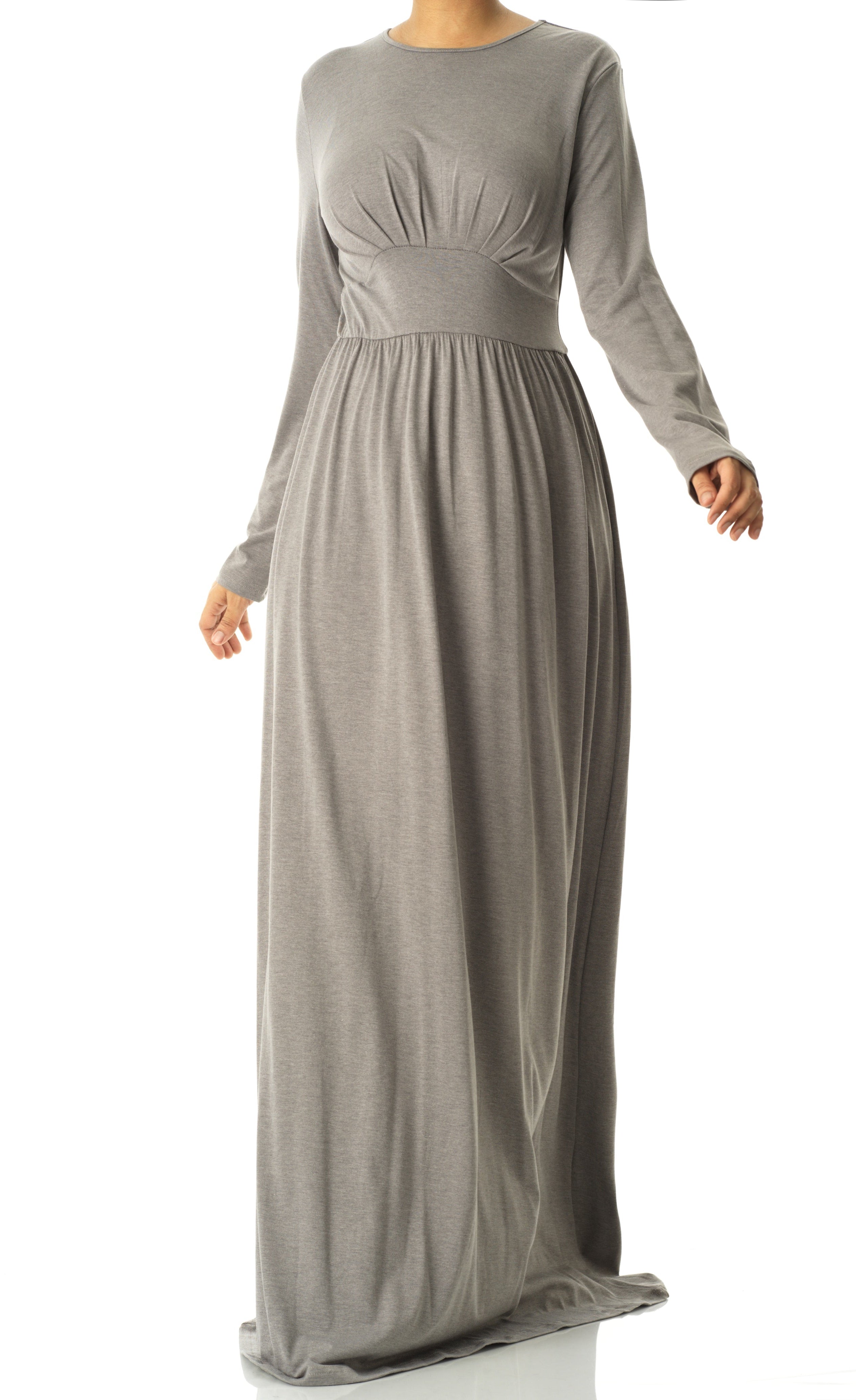 Heather Gray Solid Jersey maxi dress Kabayare
