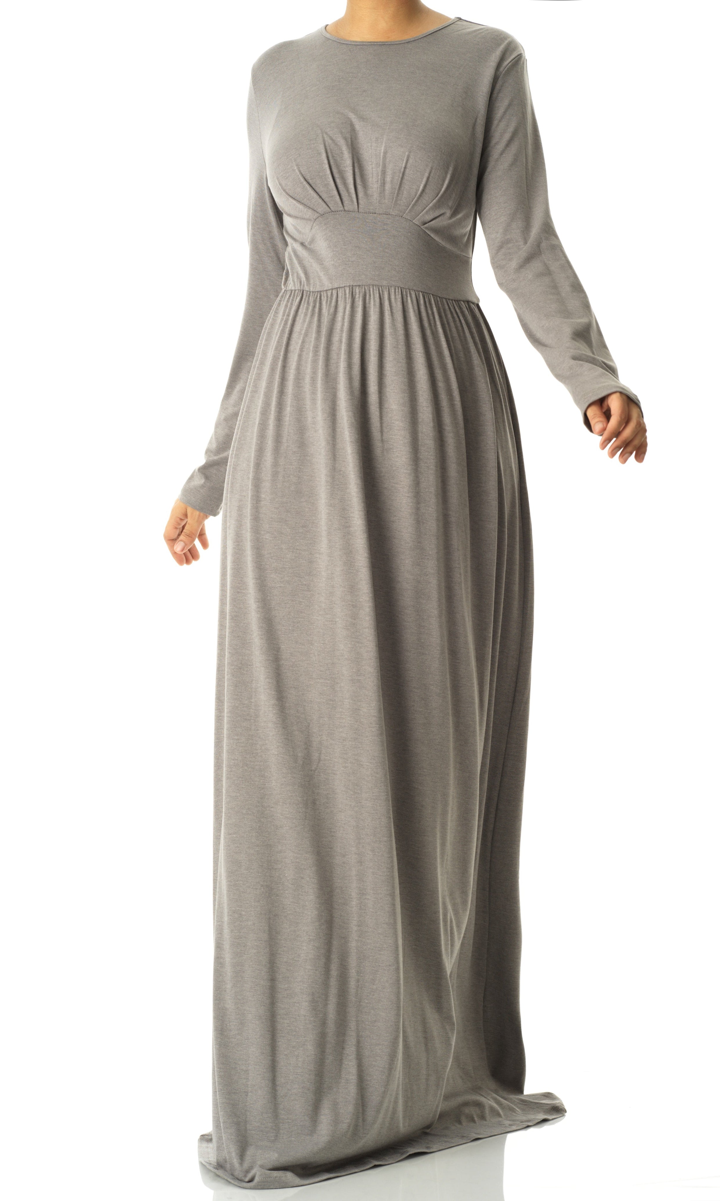 Heather Gray Solid Jersey maxi dress Kabayare
