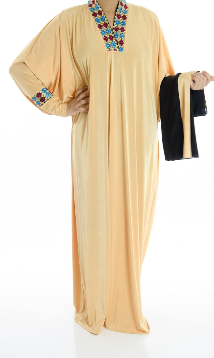 Hiilwa collar embroidery Jersey Abaya Kabayare