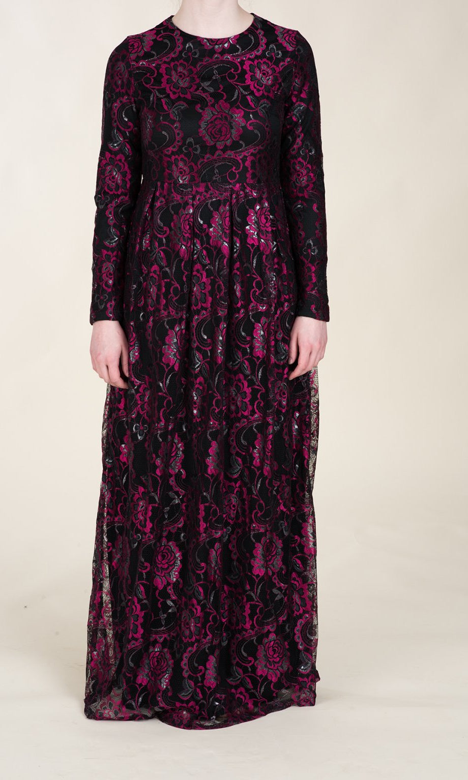 Hot Pink Floral Lace Dress Kabayare
