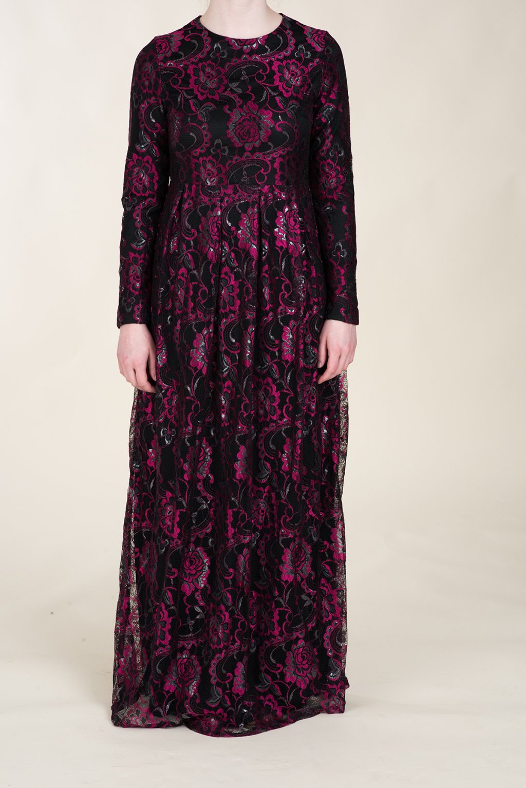 Hot Pink Floral Lace Dress Kabayare