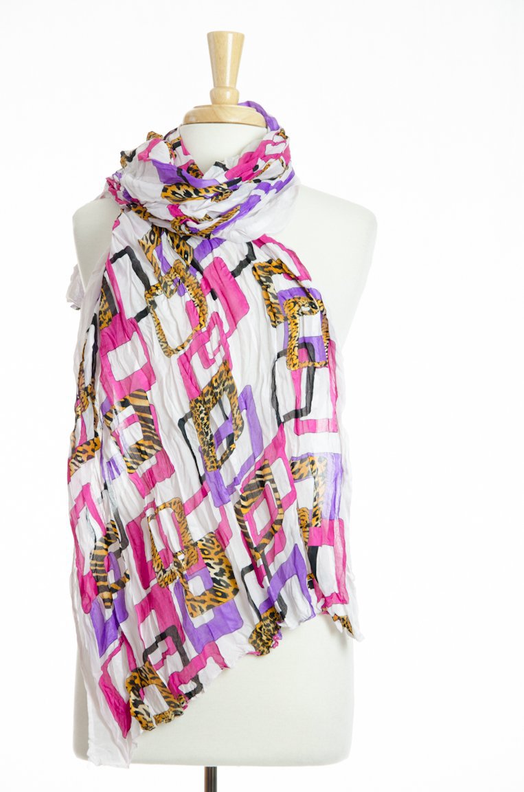 Hot Pink Luxe Crinkle Scarf Kabayare
