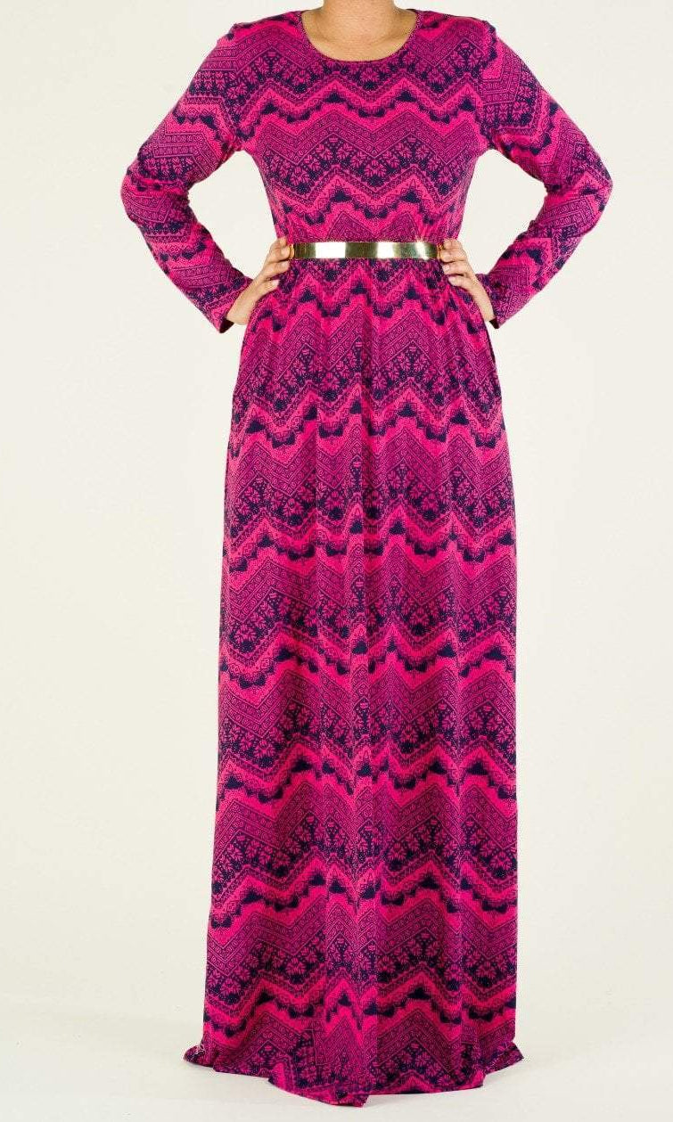 Hot Pink Maxi Print Dress Kabayare