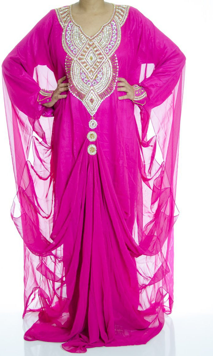Hot Pink Swarovski Kaftan Kabayare