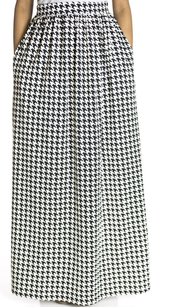 houndstooth Maxi Skirt Kabayare