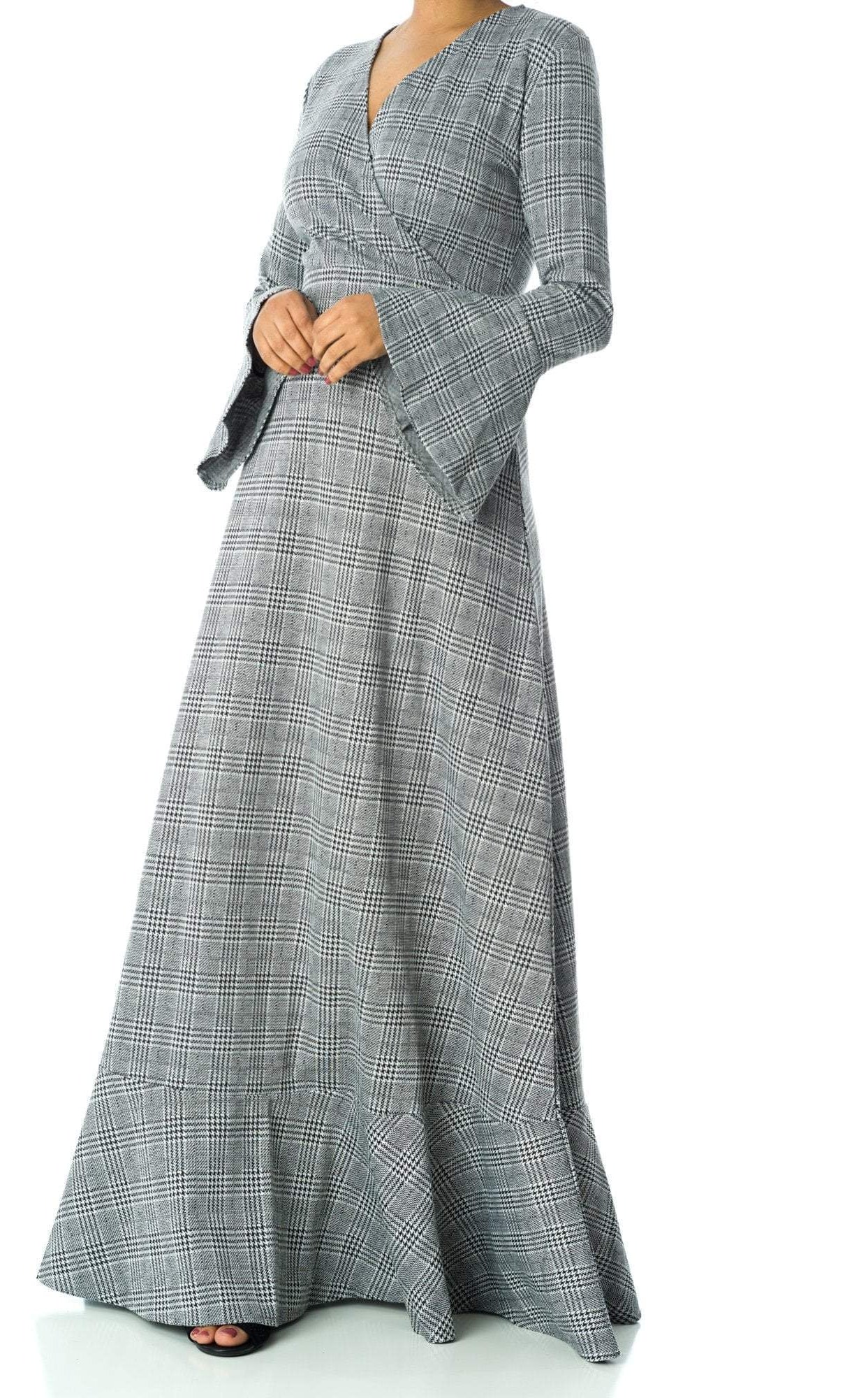 Houndstooth print maxi dress Kabayare