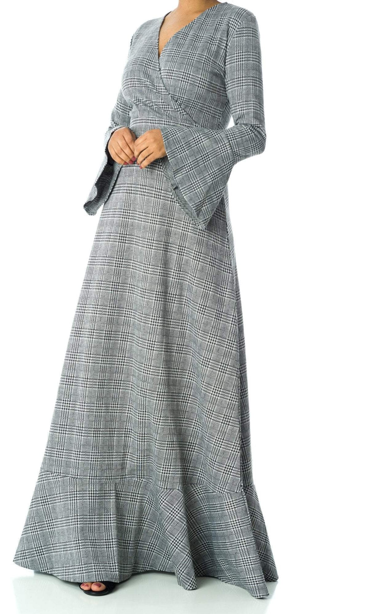 Houndstooth print maxi dress Kabayare