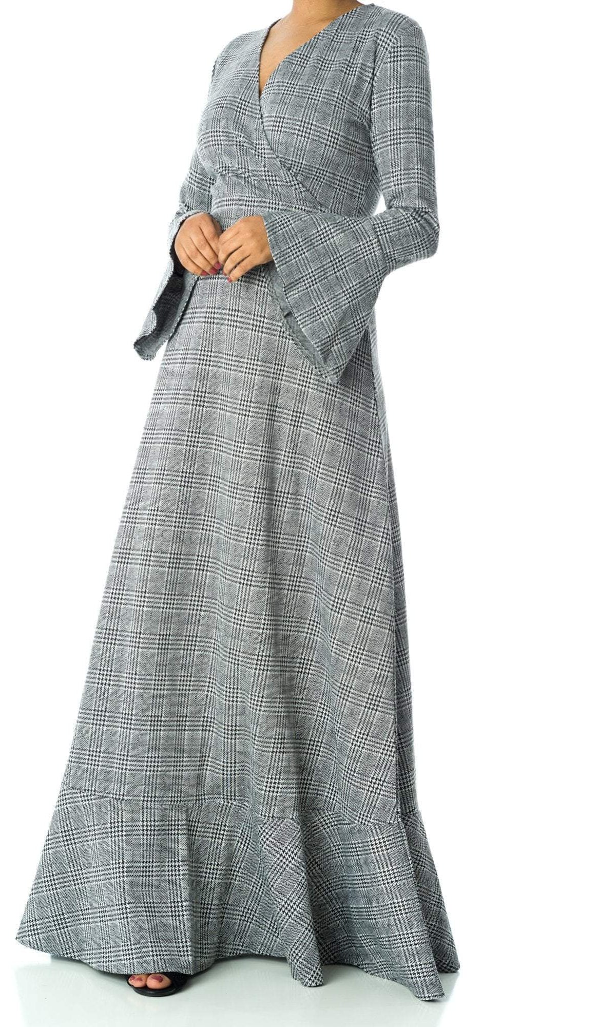 Houndstooth print maxi dress Kabayare