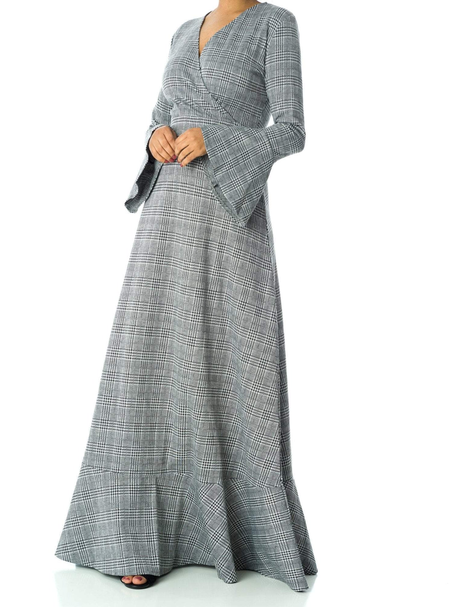 Houndstooth print maxi dress Kabayare