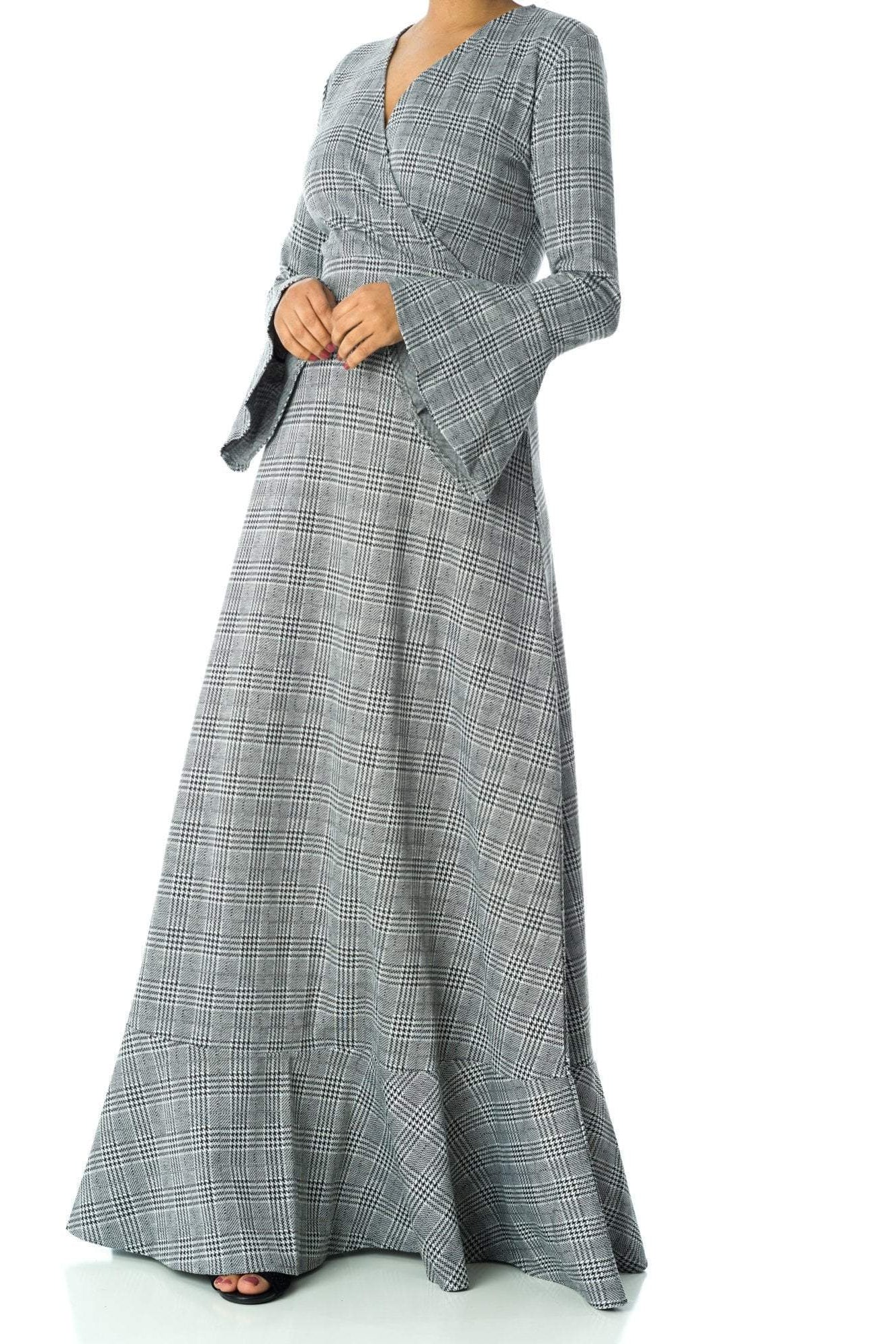 Houndstooth print maxi dress Kabayare