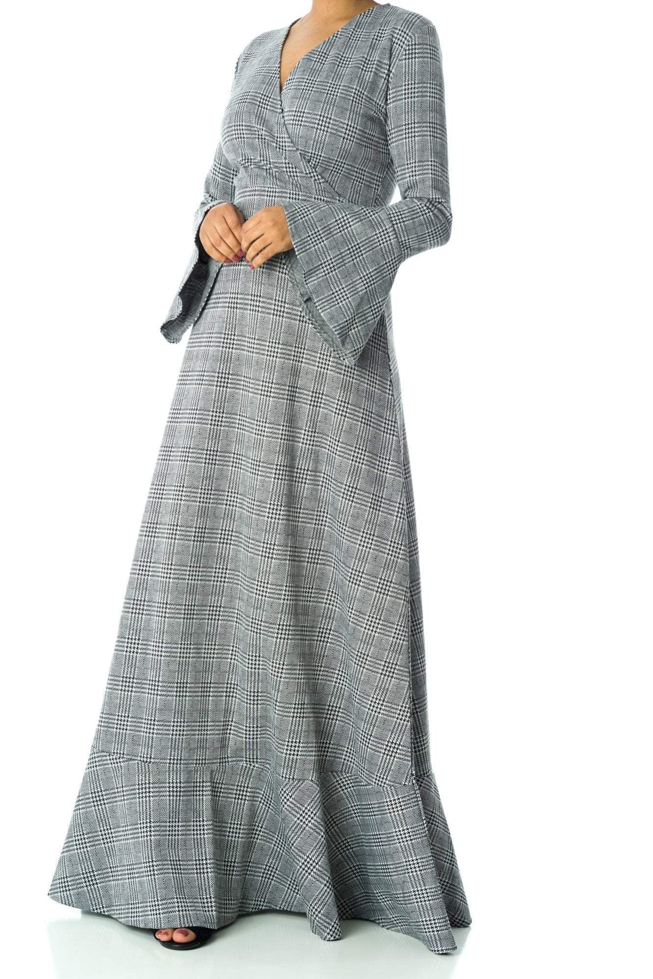 Houndstooth print maxi dress Kabayare