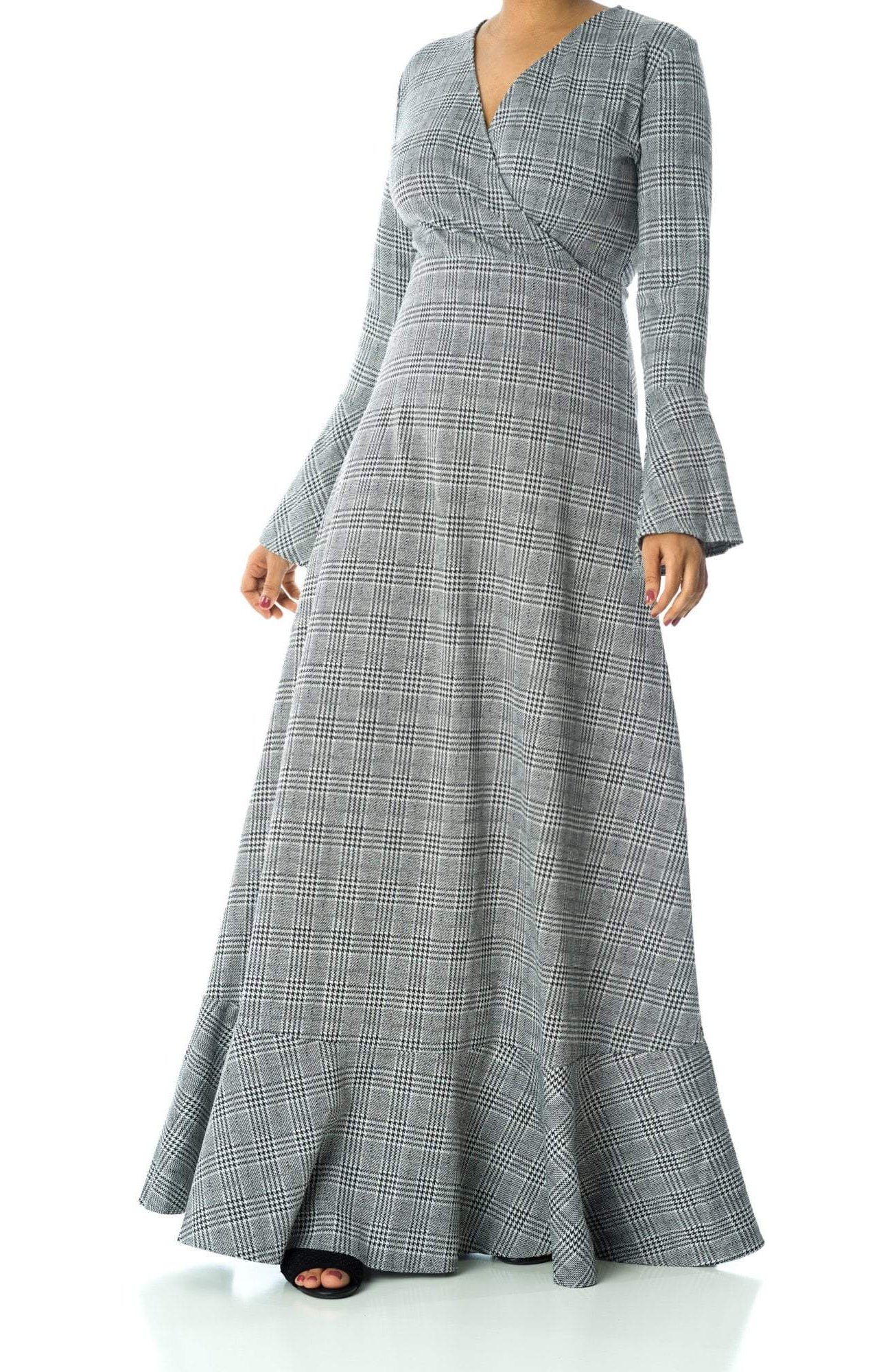 Houndstooth print maxi dress Kabayare