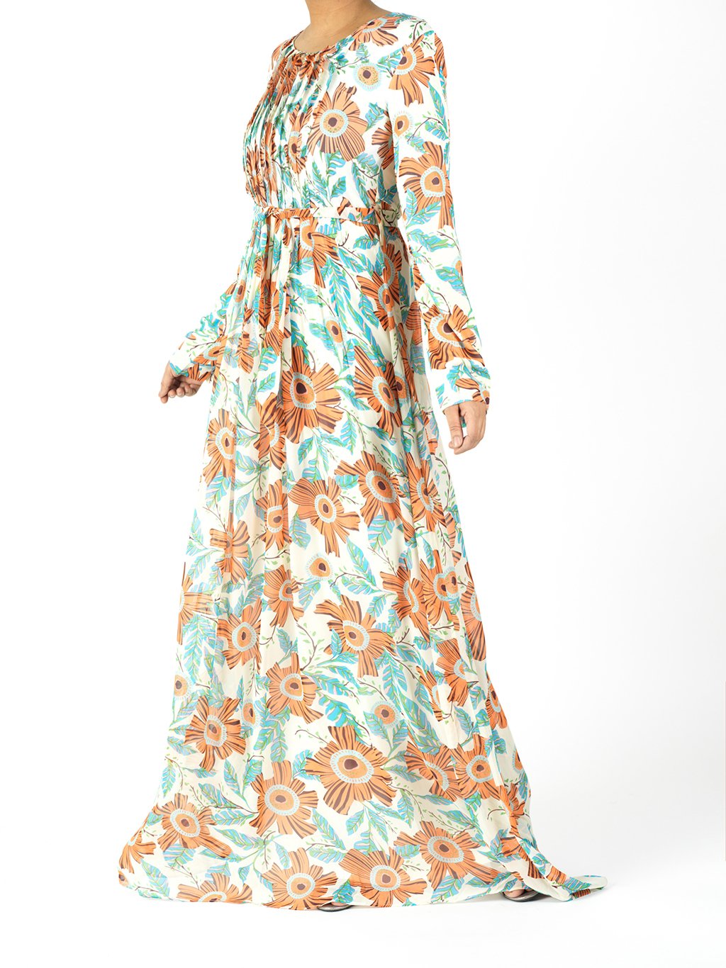Ivory Aquilegia long sleeve Maxi dress Kabayare