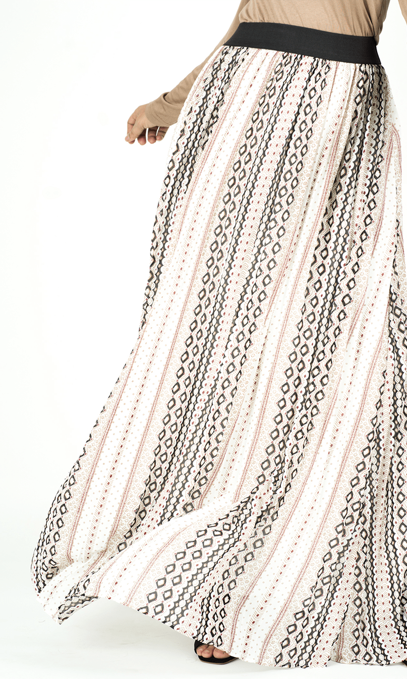 Ivory aztec pleated skirt Kabayare