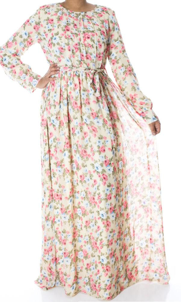 Ivory boquete Floral Maxi Dress Kabayare