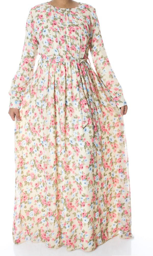 Ivory boquete Floral Maxi Dress Kabayare