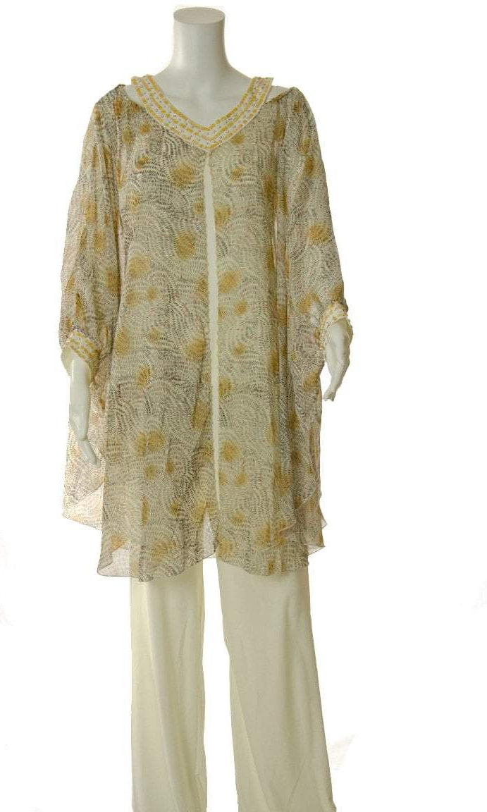 Ivory ChiffonTunic Set Kabayare