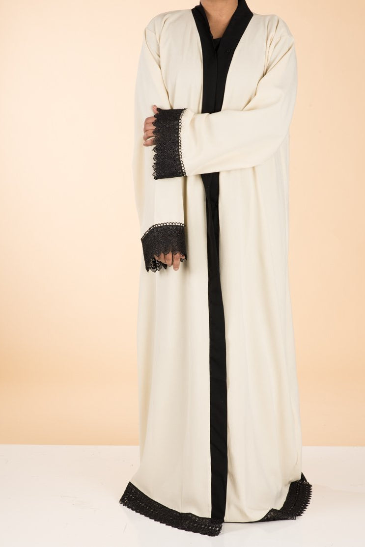 Ivory elegant Kimono Abaya Kabayare