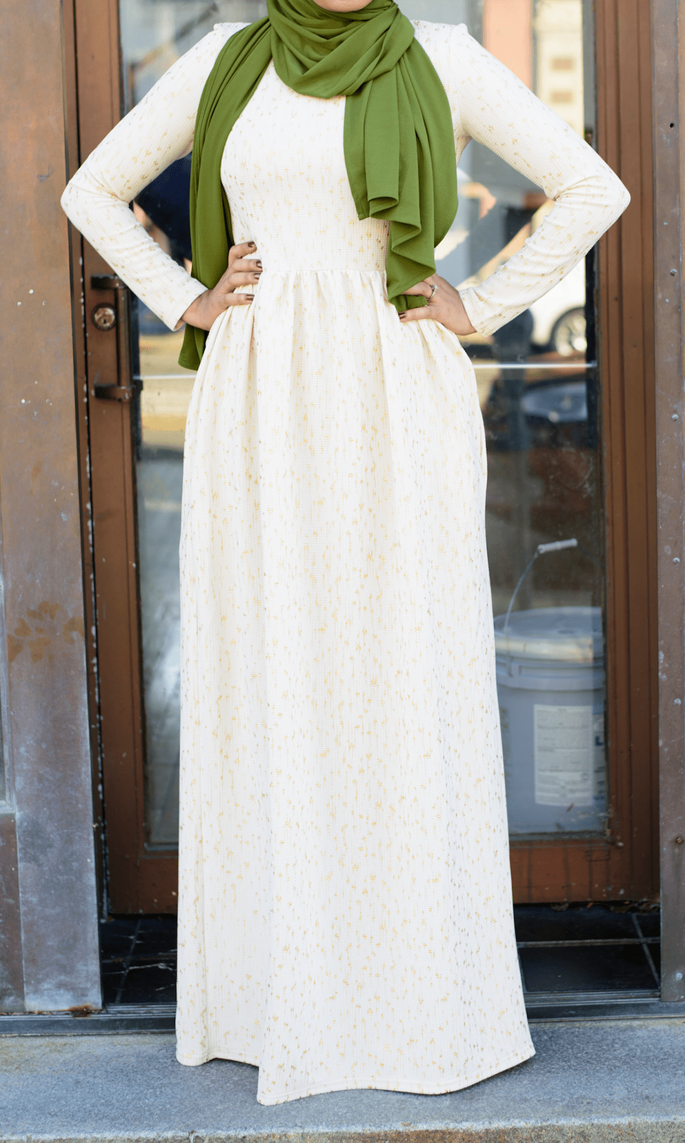 Ivory gold flakes Maxi dress Kabayare