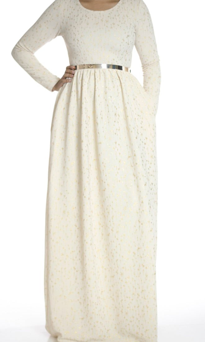 Ivory gold flakes Maxi dress Kabayare