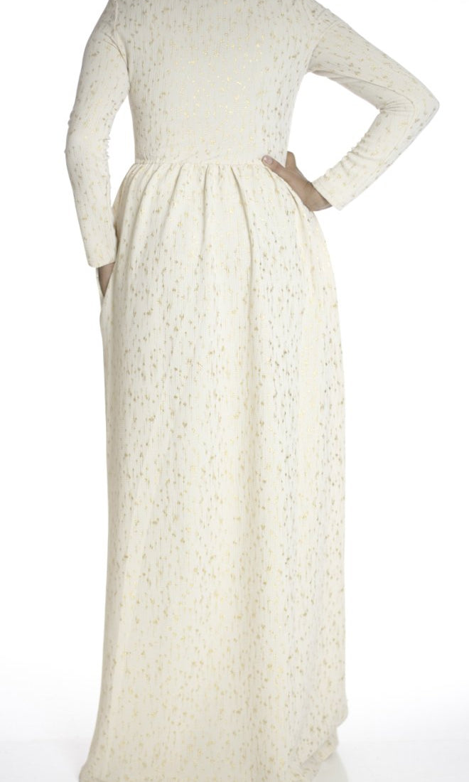 Ivory gold flakes Maxi dress Kabayare