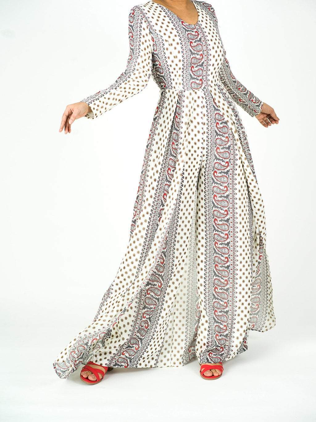 Ivory paisley long sleeve playsuit Maxi Kabayare