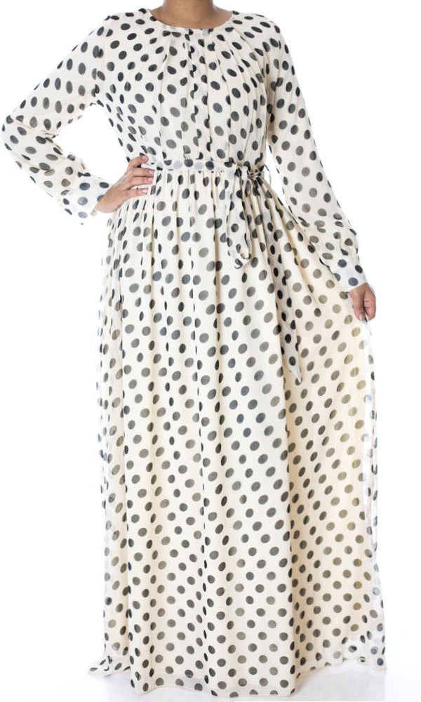 Ivory Polka dot maxi dress Kabayare