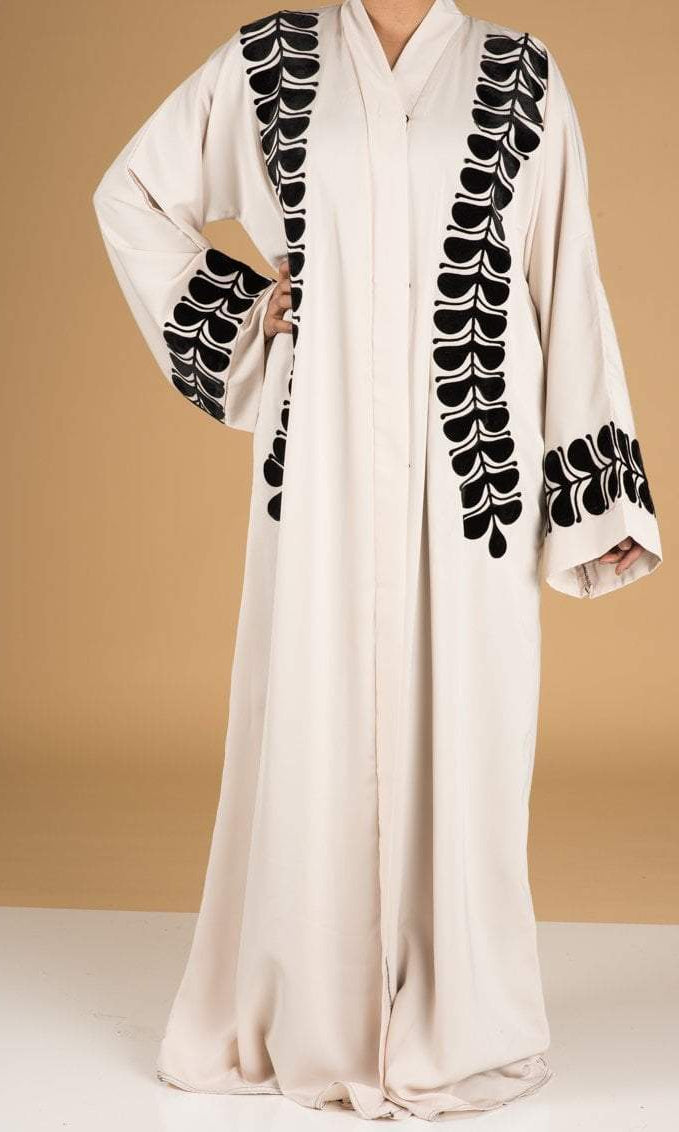 Ivory velvet burnout Kimono Abaya Kabayare