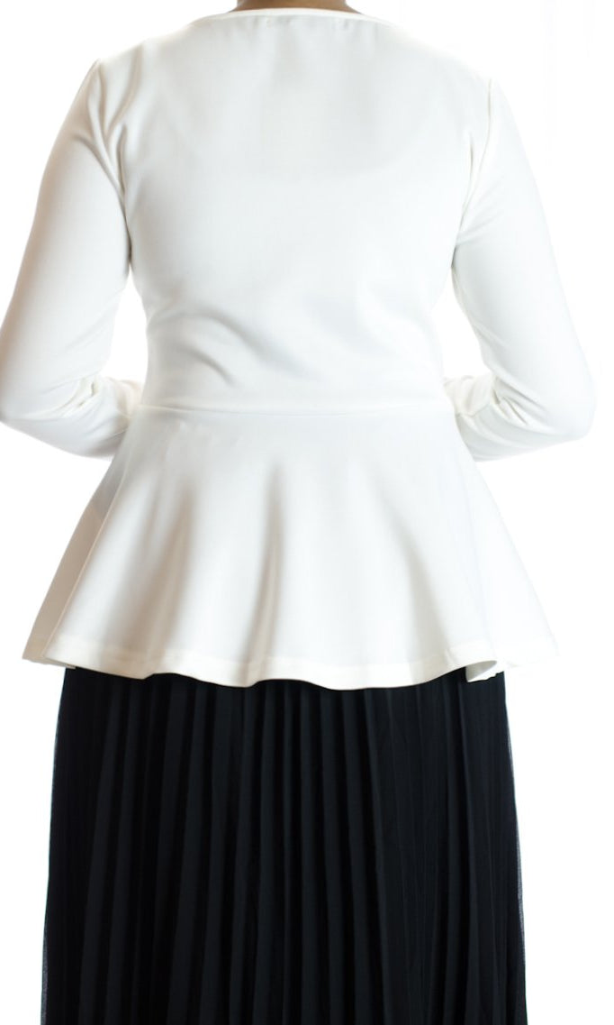 Ivory Zipper Peplum Top Kabayare